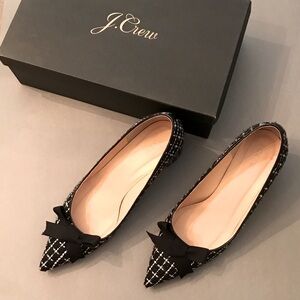 J. Crew Avery Tweed Bow Pump Black & White Size 9